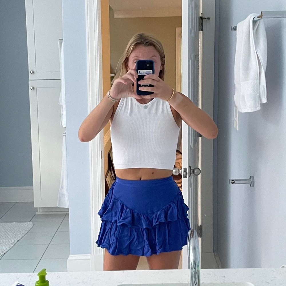 Superdown blue ruffle skirt